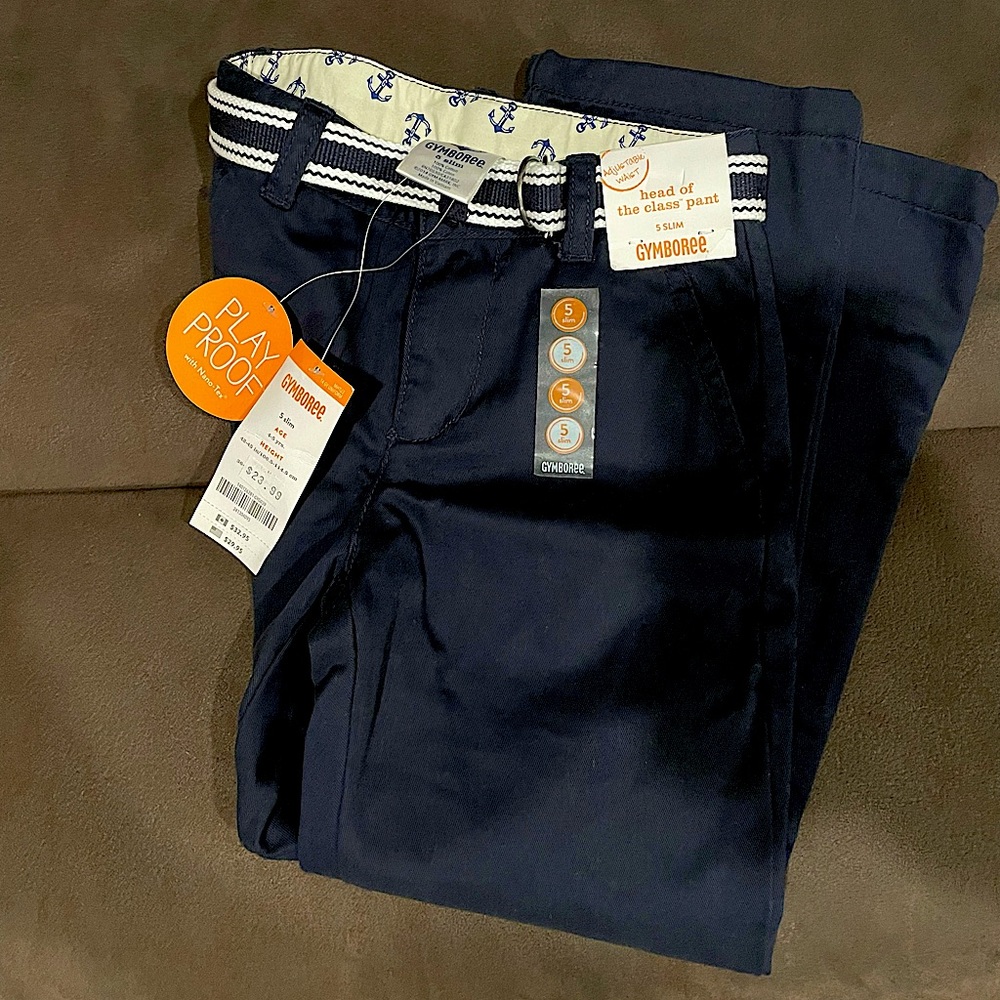 Gymboree navy boy pants with belt adjustable waist